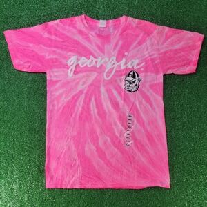 Georgia Bulldogs Women's Pink Tie-Dye T Shirt Size Small Hanes Tag UGA NCAA New